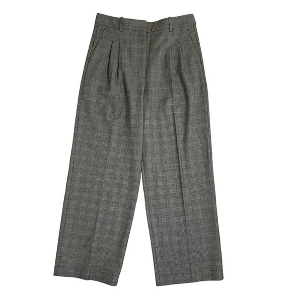 Wilfred the effortless pant black white plaid pleated high rise wide leg size 12 - Picture 1 of 8